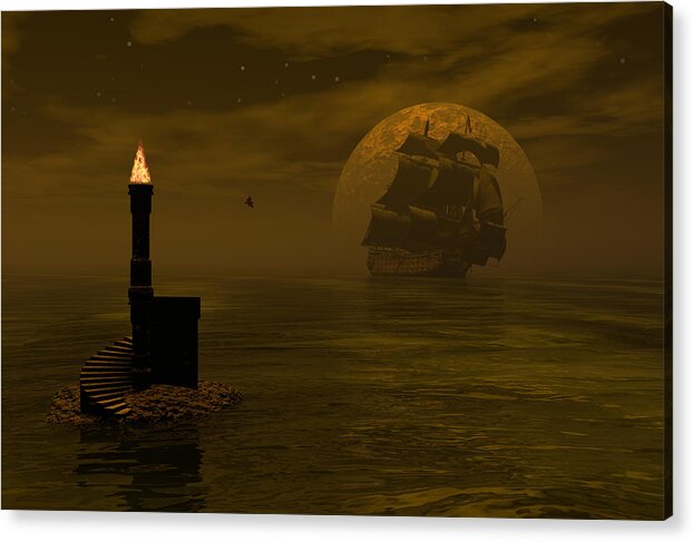 Windjammer Acrylic Print featuring the digital art Make for the light by Claude McCoy