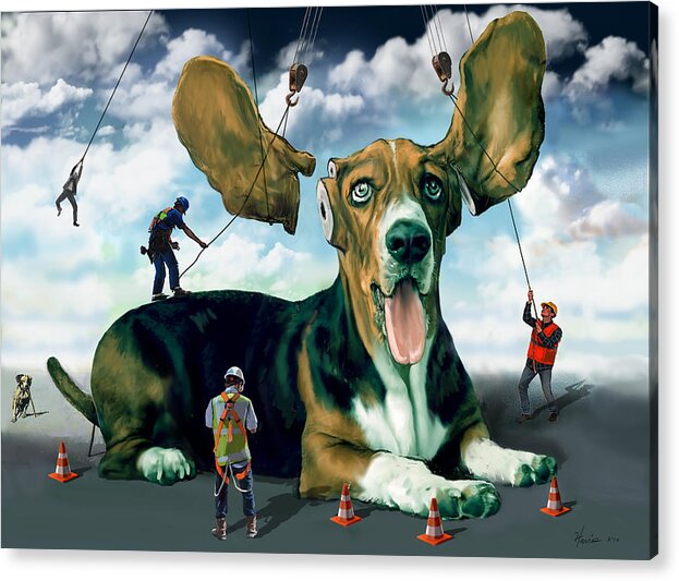 Dog Acrylic Print featuring the digital art Dog Construction by Frank Harris