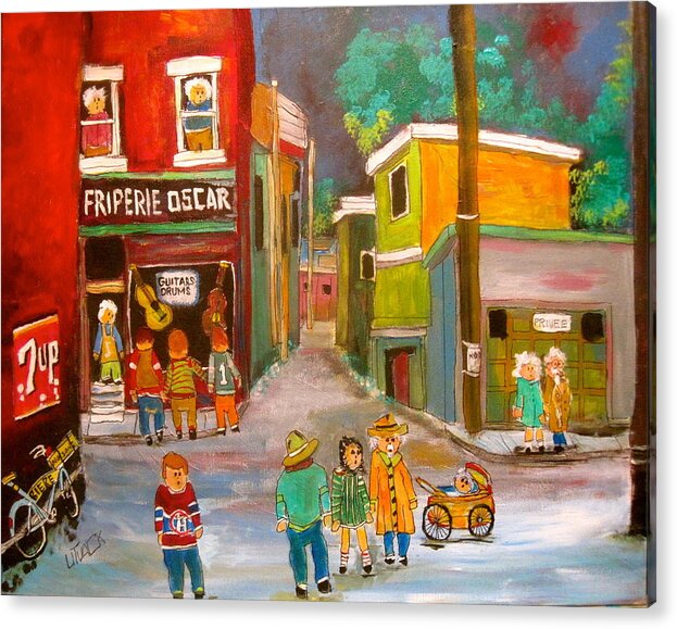 Montreal Acrylic Print featuring the painting Backlanes Montreal by Michael Litvack