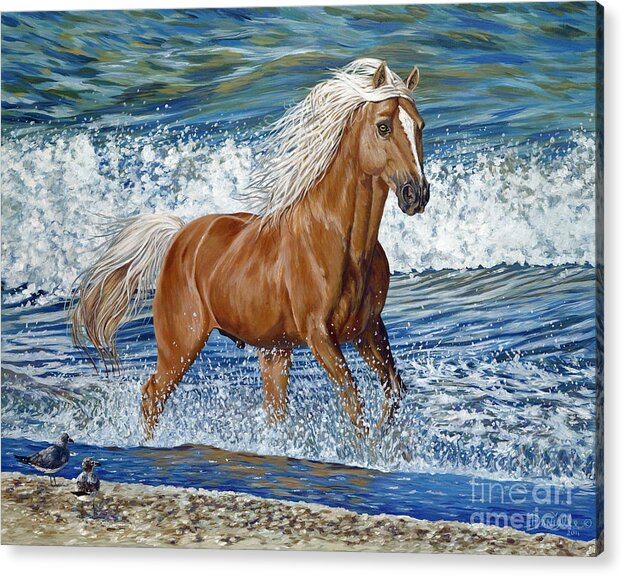 Horse Acrylic Print featuring the painting Ocean Stallion by Danielle Perry