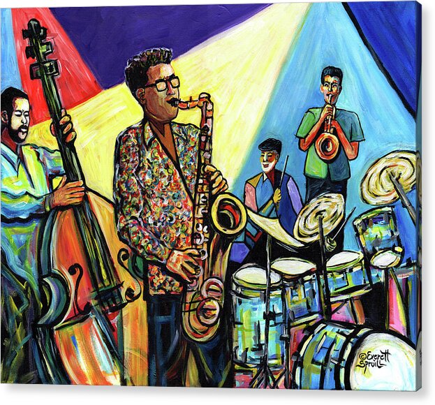 Abstract Art Acrylic Print featuring the painting Jazz at Timucua with Jeff Rupert Quartet by Everett Spruill