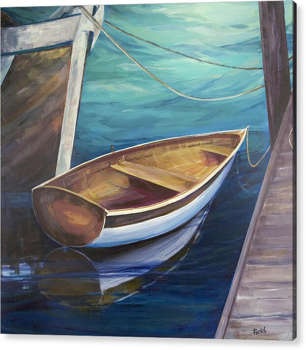 Classic Skiff At Rest Acrylic Print featuring the painting In Anticipation by Barbara Field