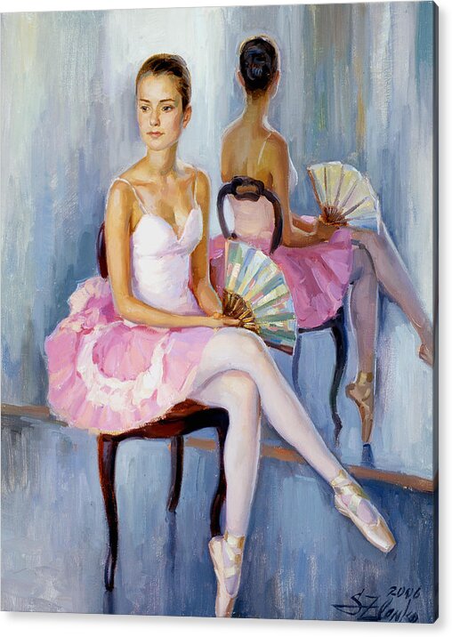 Ballet Painting Acrylic Print featuring the painting In front of the mirror by Serguei Zlenko