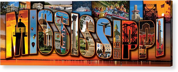 Postcard Acrylic Print featuring the photograph 12 X 36 Horizontal Mississippi Postcard Version 1 by Jim Albritton