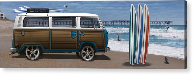 1970 Vw Bus Acrylic Print featuring the photograph 1970 VW Bus Woody by Mike McGlothlen