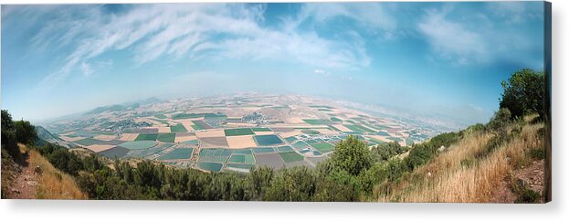 Panorama Acrylic Print featuring the photograph Emek Yizrael Panorama #2 by Meir Ezrachi