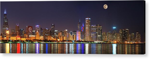 Photography Acrylic Print featuring the photograph Chicago Skyline With Cubs World Series #5 by Panoramic Images