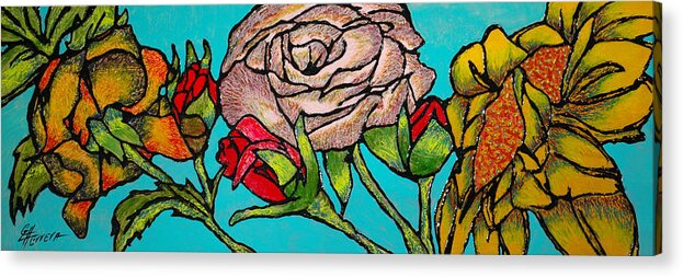 Sun Acrylic Print featuring the painting A Sun Among Roses by Guadalupe Herrera