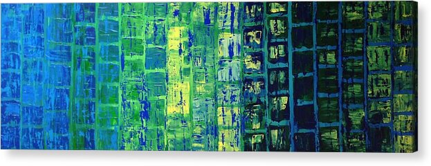 Blue City Acrylic Print featuring the painting Blue CIty by Linda Bailey