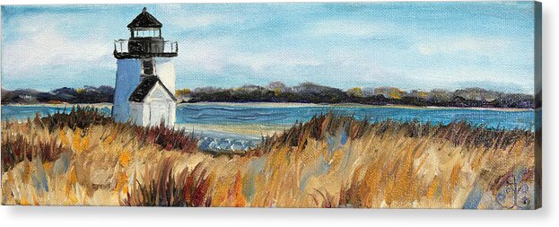 Water Acrylic Print featuring the painting Brant Point Light by Trina Teele