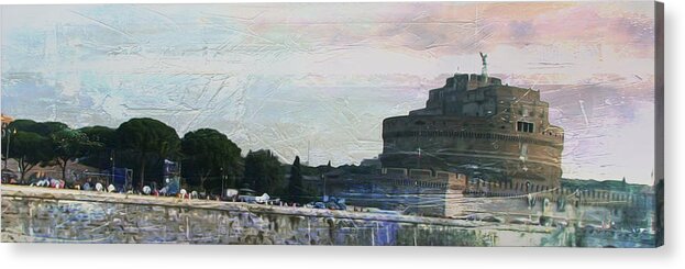 Mausoleum Of Hadrian Acrylic Print featuring the painting Castel Sant'Angelo   by Brian Reaves