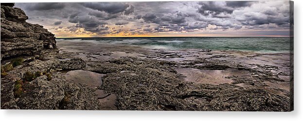 Lake Michigan Acrylic Print featuring the photograph Cave Point Expanse by Leda Robertson