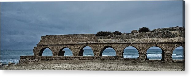 Israel Acrylic Print featuring the photograph Ceasarea Aqueduct 1 Color by Mark Fuller