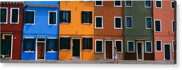 Photography Acrylic Print featuring the photograph Colorful Row Houses, Burano, Venice by Panoramic Images