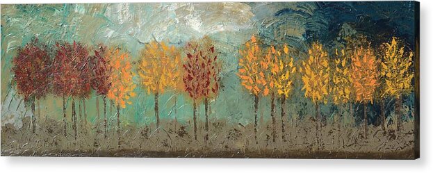 Fall Trees Acrylic Print featuring the painting Colorful Trees by Linda Bailey