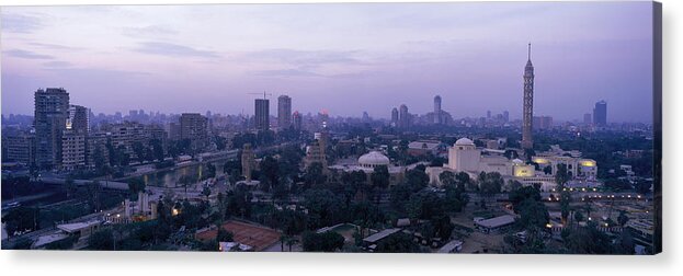 Photography Acrylic Print featuring the photograph Dusk Cairo Gezira Island Egypt by Panoramic Images