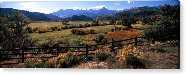 Photography Acrylic Print featuring the photograph Fence In A Field, State Highway 62 by Panoramic Images