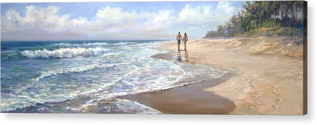 Beach Landscapes Acrylic Print featuring the painting Just We Two by Laurie Snow Hein