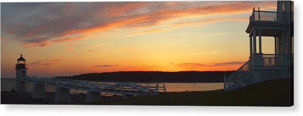 Marshall Point Acrylic Print featuring the photograph Marshall Point Lighthouse Panorama at Sunset in Maine by Keith Webber Jr