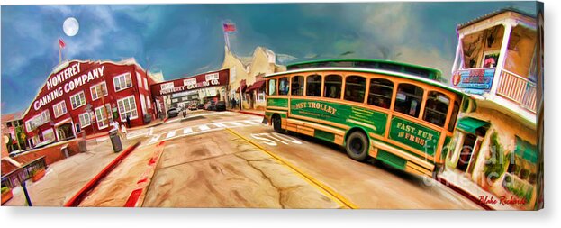 Monterey Ca Acrylic Print featuring the photograph Monterey And Cable Car Bus by Blake Richards