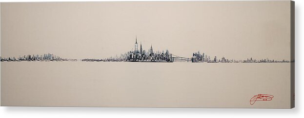 Art Acrylic Print featuring the painting New York City Skyline. by Jack Diamond