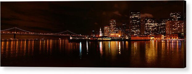 Oakland Acrylic Print featuring the photograph Oakland Bay Bridge at Night by Abram House