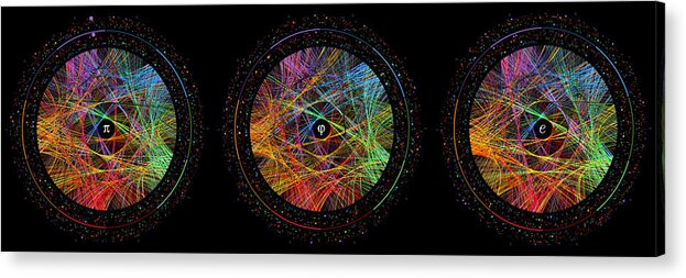 Pi Acrylic Print featuring the digital art Pi Phi and e Transition Paths by Martin Krzywinski