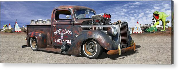 Transportation Acrylic Print featuring the photograph Rat Rod on Route 66 3 by Mike McGlothlen