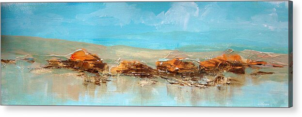  Sea Shore Acrylic Print featuring the painting Rocks on the Beach by Dale Witherow
