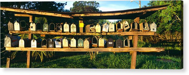 Photography Acrylic Print featuring the photograph Rows Of Mailboxes Along Road To Hana by Panoramic Images