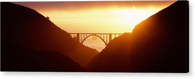 Photography Acrylic Print featuring the photograph Silhouette Of A Bridge At Sunset, Bixby by Panoramic Images