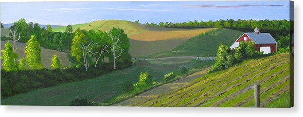 Pa Ridge And Valley Landscape Acrylic Print featuring the painting Softly the evening came by Barb Pennypacker