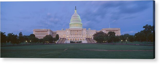 Photography Acrylic Print featuring the photograph Us Capitol Building At Dusk, Washington by Panoramic Images