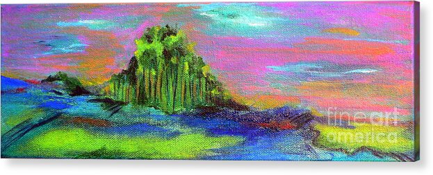 Landscape Acrylic Print featuring the painting Verdant Tuft by Elizabeth Fontaine-Barr