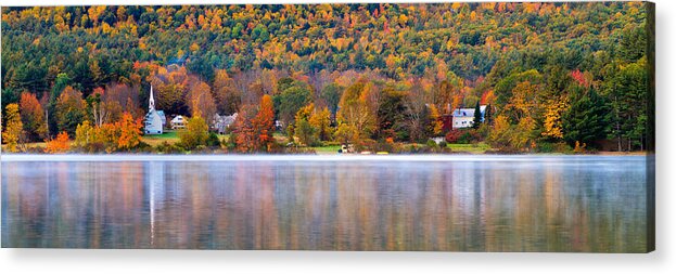 Autumn Acrylic Print featuring the photograph Village On Crystal Lake Autumn by Jeff Sinon