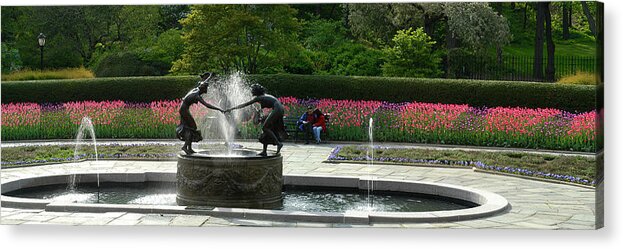 Water Fountain Acrylic Print featuring the photograph Water Fountain in Central Park by Yue Wang