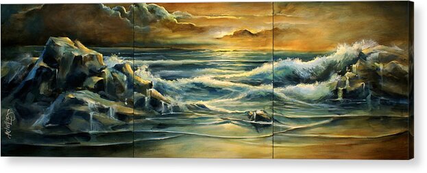 Seascape Acrylic Print featuring the painting 'A peaceful moment' by Michael Lang