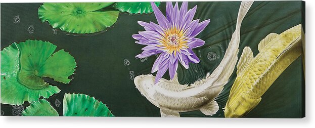 Koi Fish Acrylic Print featuring the painting Dancing With Lilly by Dan Menta