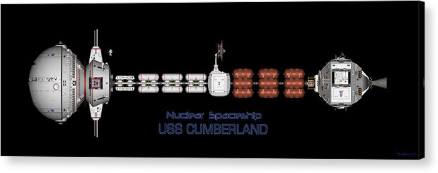 Spaceship Acrylic Print featuring the digital art Nuclear Spaceship USS CUMBERLAND by David Robinson