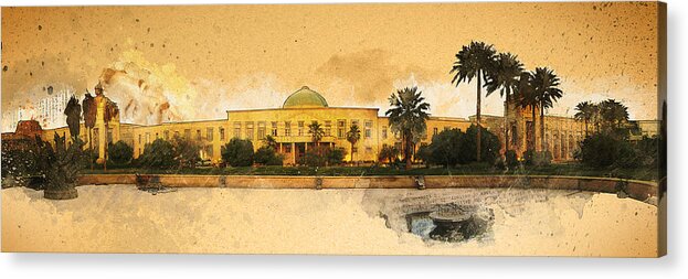 War Acrylic Print featuring the drawing War in Iraq Sadaam's Palace by Jeff Steed