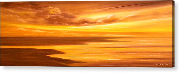 Sunsets Acrylic Print featuring the painting Golden Panoramic Sunset #2 by Gina De Gorna