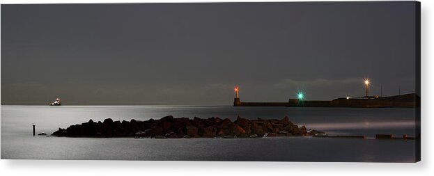 Aberdeen Acrylic Print featuring the photograph Aberdeen Beach at Night _ Pano 2 by Veli Bariskan