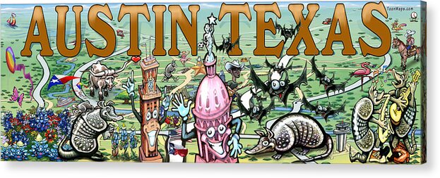Austin Acrylic Print featuring the digital art Austin Texas Fun Art by Kevin Middleton