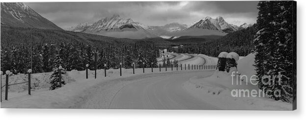 Black And White Acrylic Print featuring the photograph Banff Highway 1 by Adam Jewell