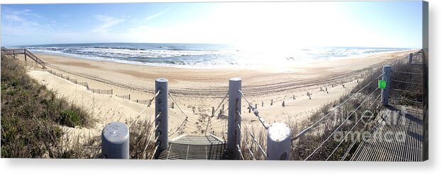 Panoramic Photograph Acrylic Print featuring the photograph Beach and Stairs - Panoramic by Jason Freedman