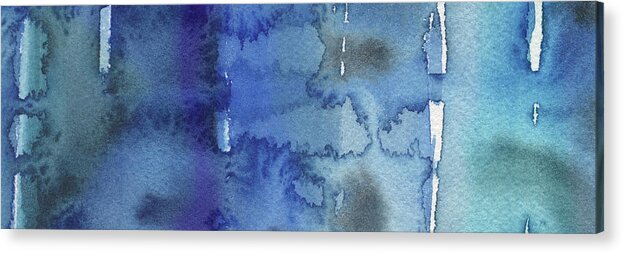 Blue Acrylic Print featuring the painting Blue Abstract Cool Waters III by Irina Sztukowski