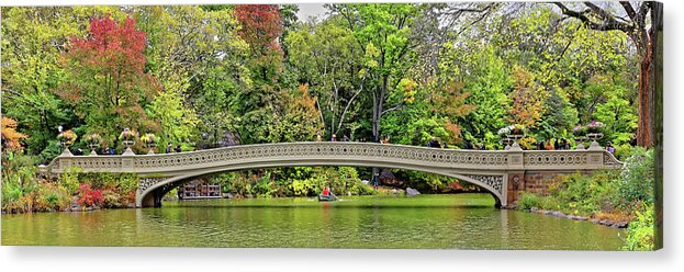 Central Park Acrylic Print featuring the photograph Bow Bridge Central Park by Doolittle Photography and Art
