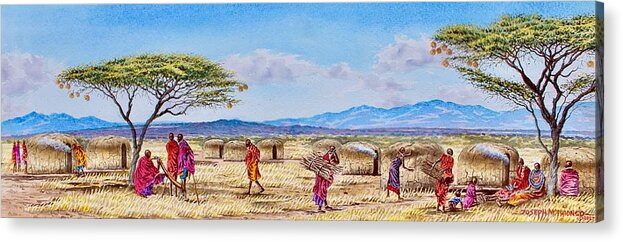 Africa Acrylic Print featuring the painting Daily Life by Joseph Thiongo