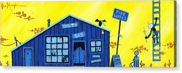 Gas Station Acrylic Print featuring the painting Did you see that by Dan Keough