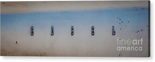 Edsel Acrylic Print featuring the photograph Edsel Automobile Logo by T Lowry Wilson